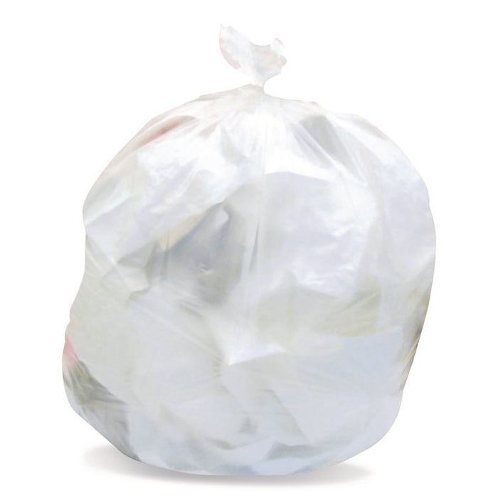 High-Density Waste Can Liners, 33 gal, 22 mic, 33" x 40", Natural, Roll, 25 Bags/Roll, 10 Rolls/Carton