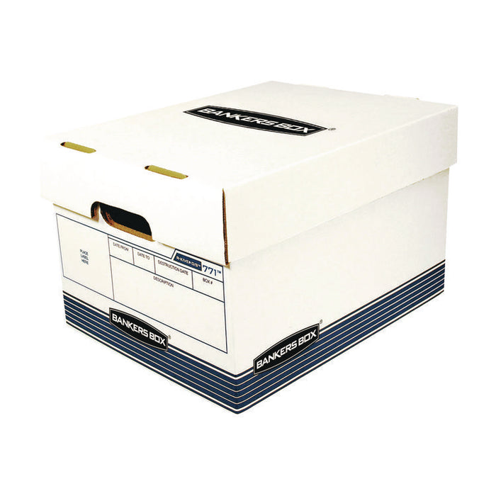 R-KIVE Heavy-Duty Storage Boxes, Letter/Legal Files, 10 x 15 x 12, White/Blue, 20/Bundle