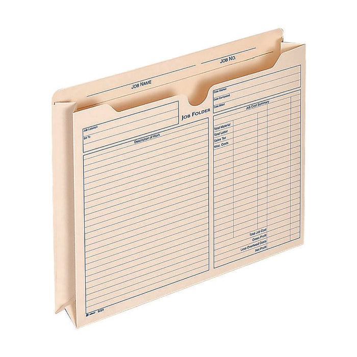 Pre-Printed Heavy-Duty Reinforced File Pocket, 2" Expansion, Letter Size, Manila, 15/Pack