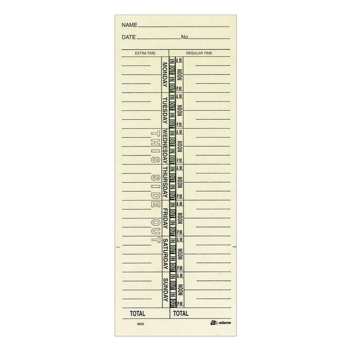 Time Cards for Acroprint, Amano and Lathem Time Clocks, One Side, Weekly, 3.38 x 9, 200/Pack