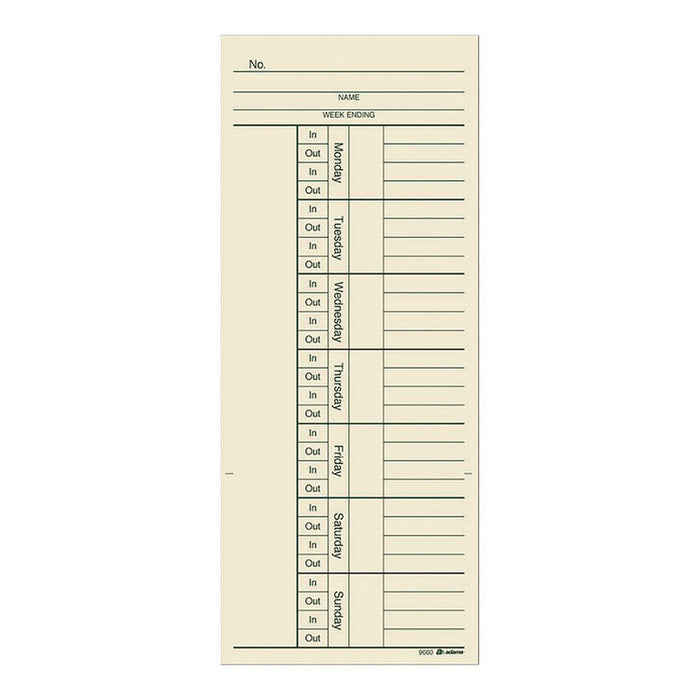 Time Cards for Acroprint, Amano and Lathem Time Clocks, Two Sides, 3.4 x 8.25, 200/Pack