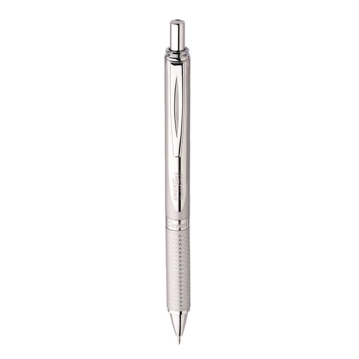 EnerGel Alloy RT Gel Pen, Retractable, Medium 0.7 mm, Black Ink, Polished Aluminum Barrel