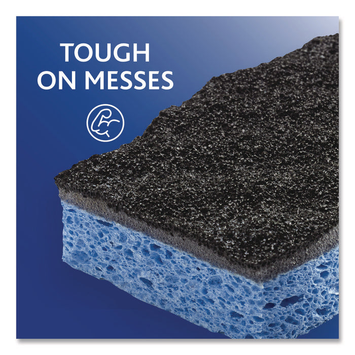 Scrunge Heavy-Duty Sponge, 2.63 x 4.25, 1" Thick, Black/Blue, 2/Pack, 8 Packs/Carton