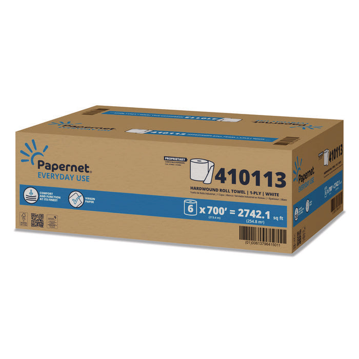HyTech Seas Hardwound Roll Towel Heavenly Soft Standard, 1-Ply, 7.9" x 700 ft, White, 6/Carton