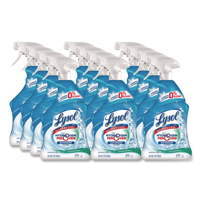 Bathroom Cleaner with Hydrogen Peroxide, Cool Spring Breeze Scent, 32 oz Trigger Spray Bottle, 12/Carton