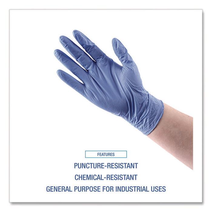 380 Series Disposable General-Purpose Nitrile Gloves, Powder-Free, Medium, 4 mil Thick, 9.5" Long, Blue, 100/Box