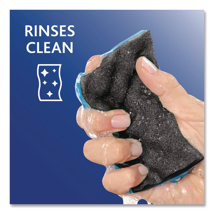 Scrunge Heavy-Duty Sponge, 2.63 x 4.25, 1" Thick, Black/Blue, 2/Pack