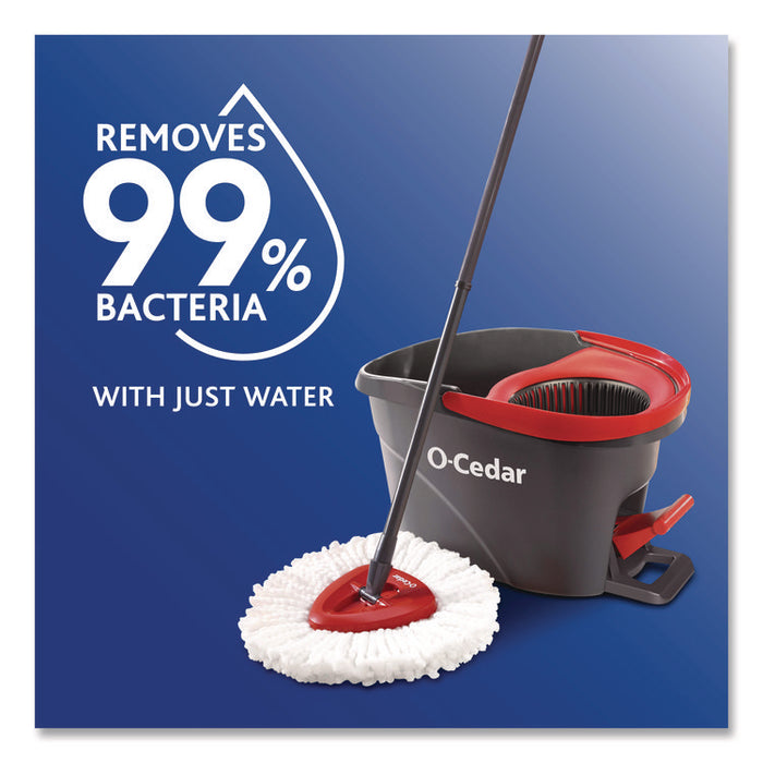 EZWring Spin Mop System, White Microfiber Head, Up to 51" Adjustable Red/Gray Plastic Handle