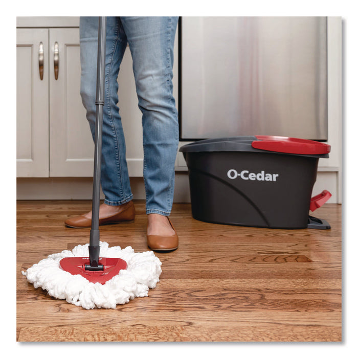 EZWring Spin Mop System, White Microfiber Head, Up to 51" Adjustable Red/Gray Plastic Handle