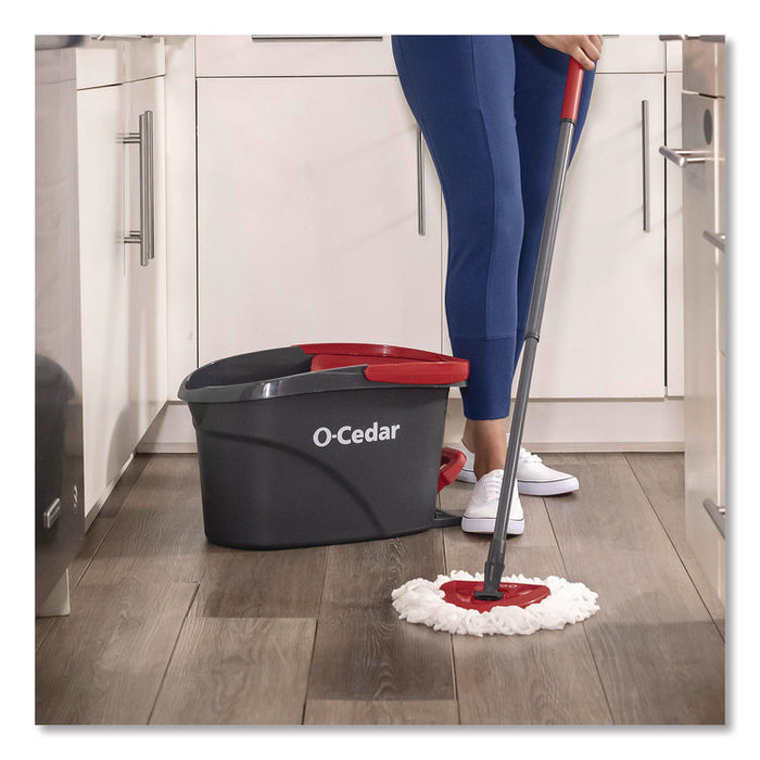 EZWring Spin Mop System, White Microfiber Head, Up to 51" Adjustable Red/Gray Plastic Handle