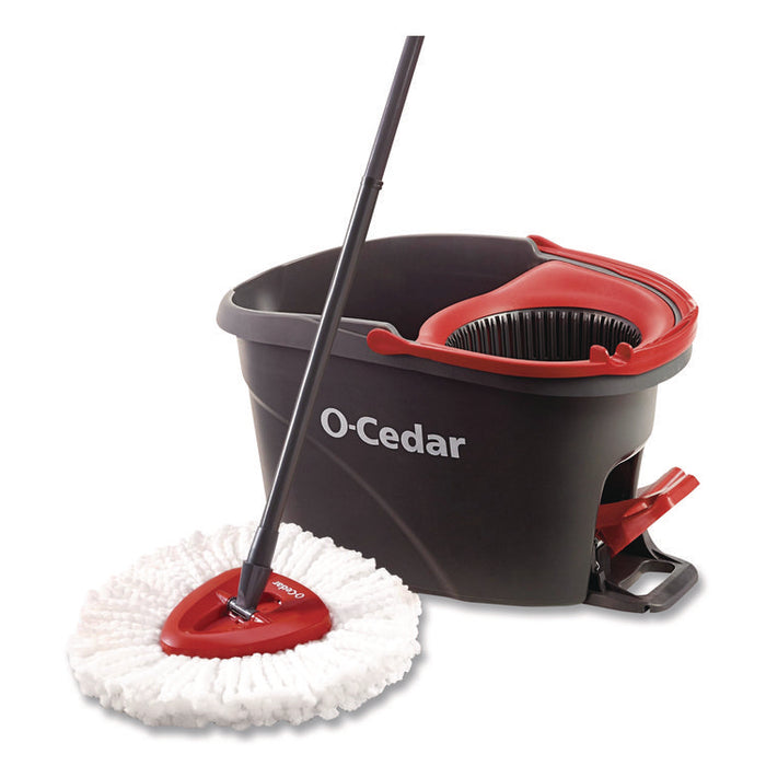 EZWring Spin Mop System, White Microfiber Head, Up to 51" Adjustable Red/Gray Plastic Handle
