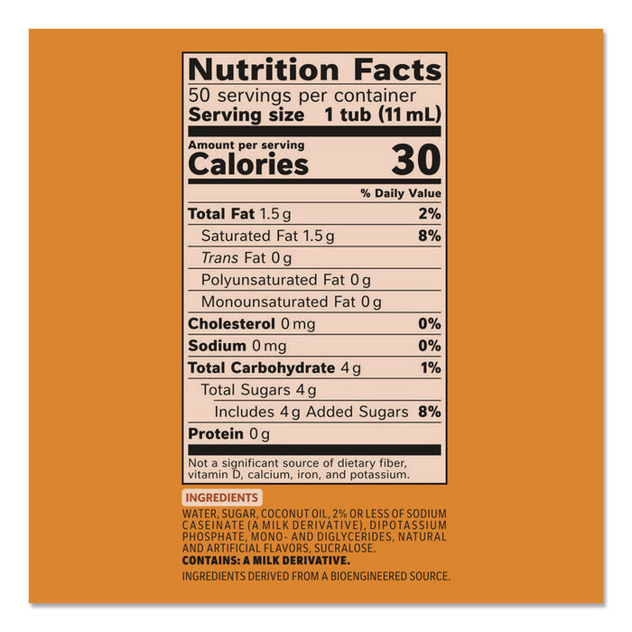 Liquid Coffee Creamer, Pumpkin Spice, 0.38 oz Mini Cups, 50/Box, 4 Boxes/Carton