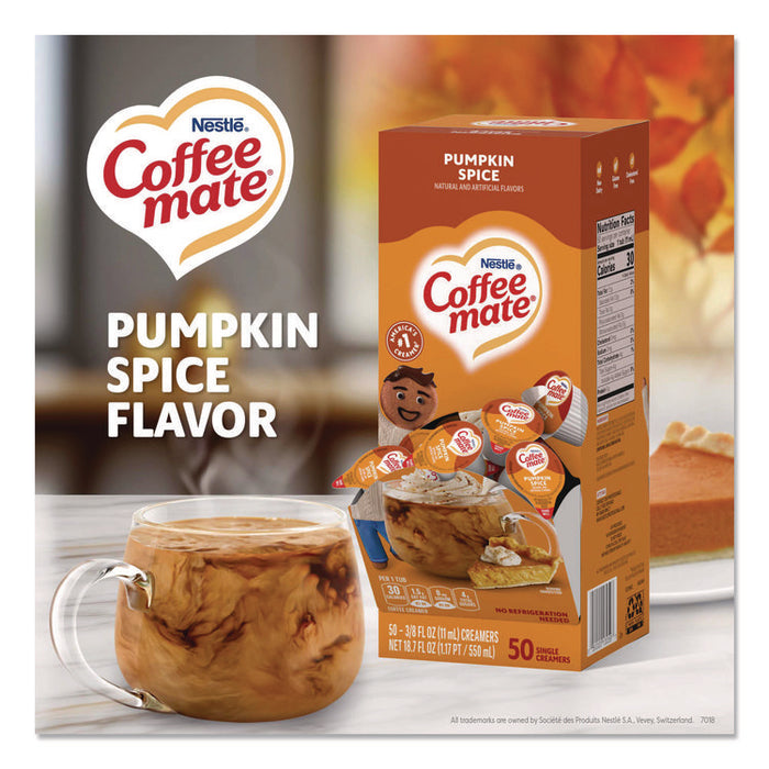 Liquid Coffee Creamer, Pumpkin Spice, 0.38 oz. Mini Cups, 50/Box