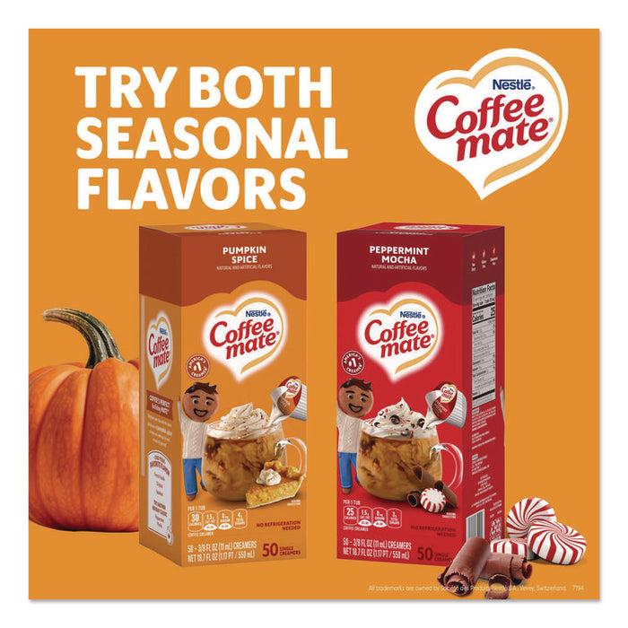 Liquid Coffee Creamer, Pumpkin Spice, 0.38 oz. Mini Cups, 50/Box