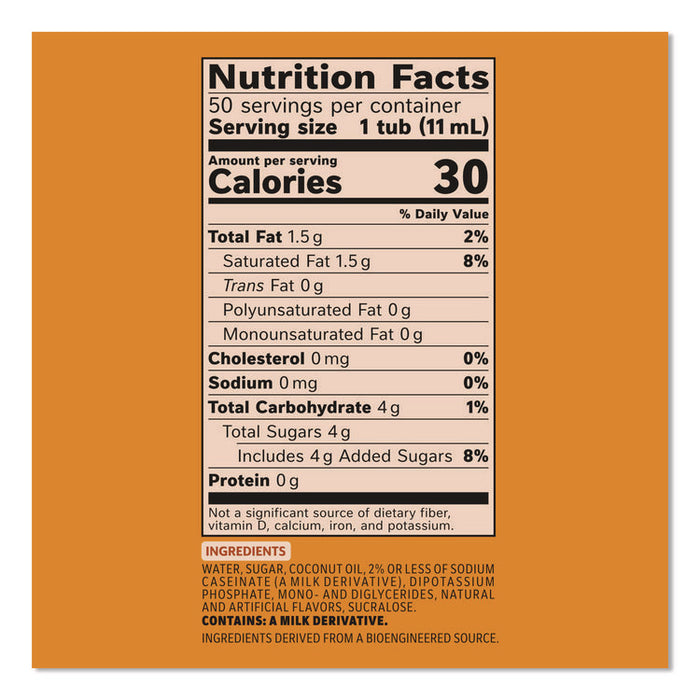 Liquid Coffee Creamer, Pumpkin Spice, 0.38 oz. Mini Cups, 50/Box