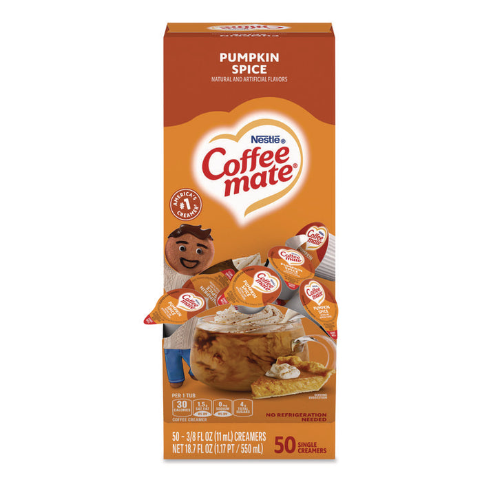 Liquid Coffee Creamer, Pumpkin Spice, 0.38 oz. Mini Cups, 50/Box