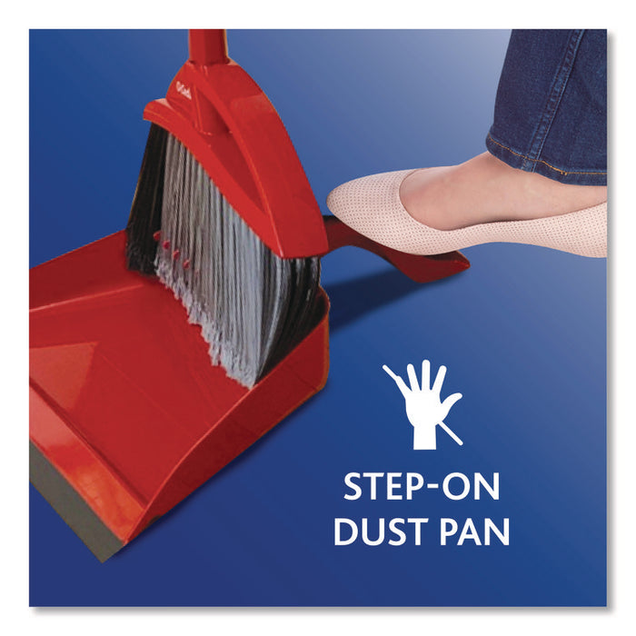 PowerCorner Pet Pro Broom and Step-On Dust Pan, 56" Length, Red/Black/Gray