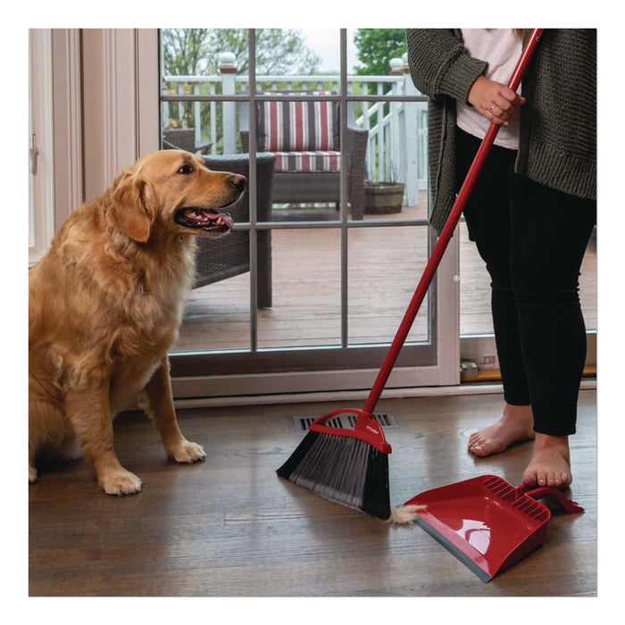 PowerCorner Pet Pro Broom and Step-On Dust Pan, 56" Length, Red/Black/Gray