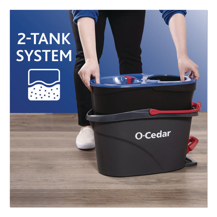EZWring RinseClean Spin Mop System, Blue/White Microfiber Head, Up to 51" Adjustable Red/Gray Plastic Handle
