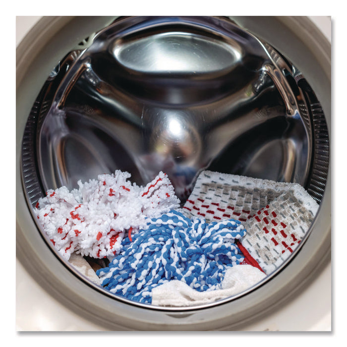 EZWring RinseClean Spin Mop System, Blue/White Microfiber Head, Up to 51" Adjustable Red/Gray Plastic Handle