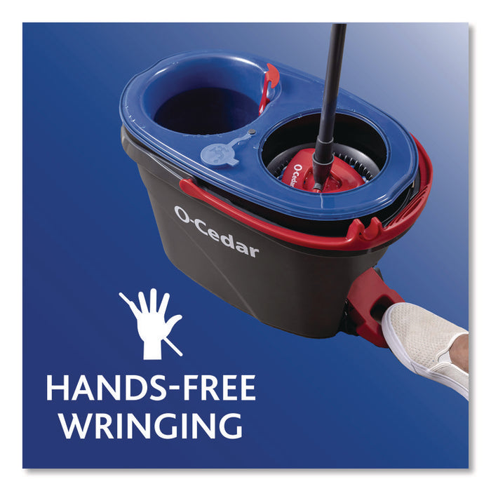 EZWring RinseClean Spin Mop System, Blue/White Microfiber Head, Up to 51" Adjustable Red/Gray Plastic Handle