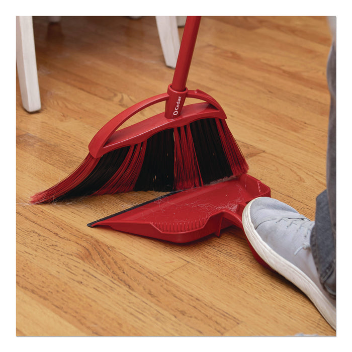 One Sweep Broom with Dustpan, 53.88" Length, Red/Black/Gray