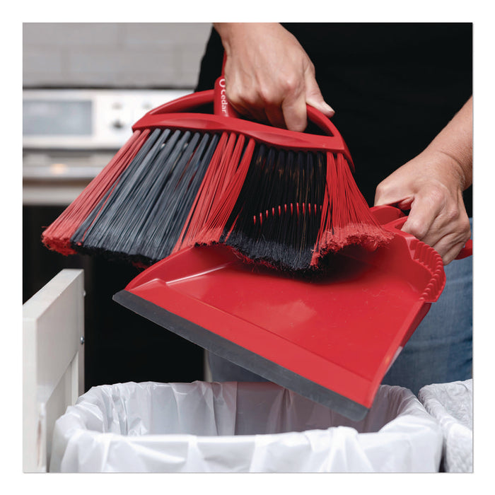 One Sweep Broom with Dustpan, 53.88" Length, Red/Black/Gray