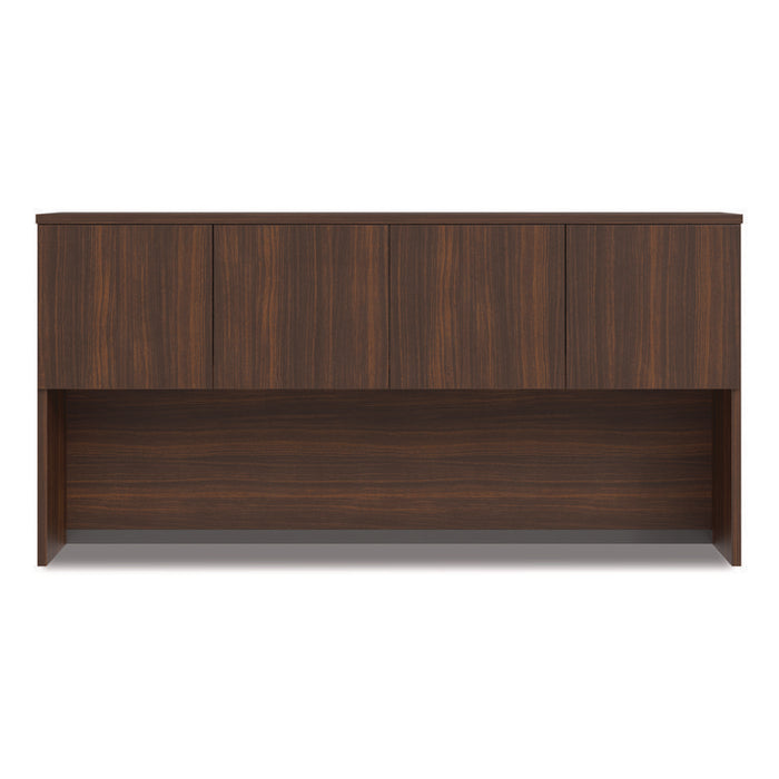 Alera Seville Hutch with Doors, 4 Compartments, 72w x 16d x 36h, Mahogany