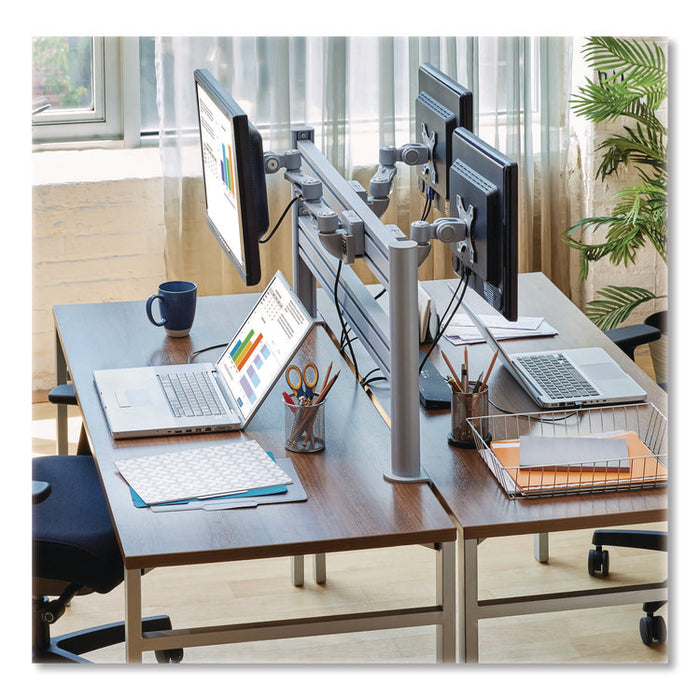 Single-Extension Monitor Mount for Slat Wall System for 32" TVs, 4.9w x 4.7d x 14.2h, Silver, Supports 22 lb