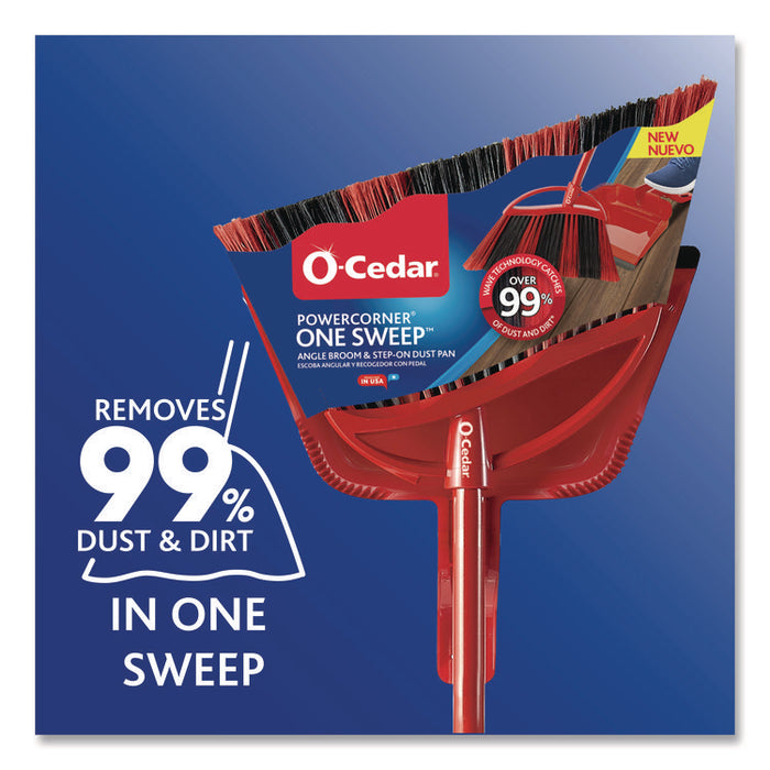 One Sweep LG Broom with Dustpan, 57" Length, Red/Black/Gray