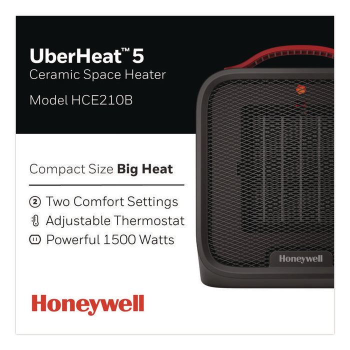 UberHeat 5 Ceramic Heater, 1,500 W, 4.5 x 4.5 x 8.86, Black