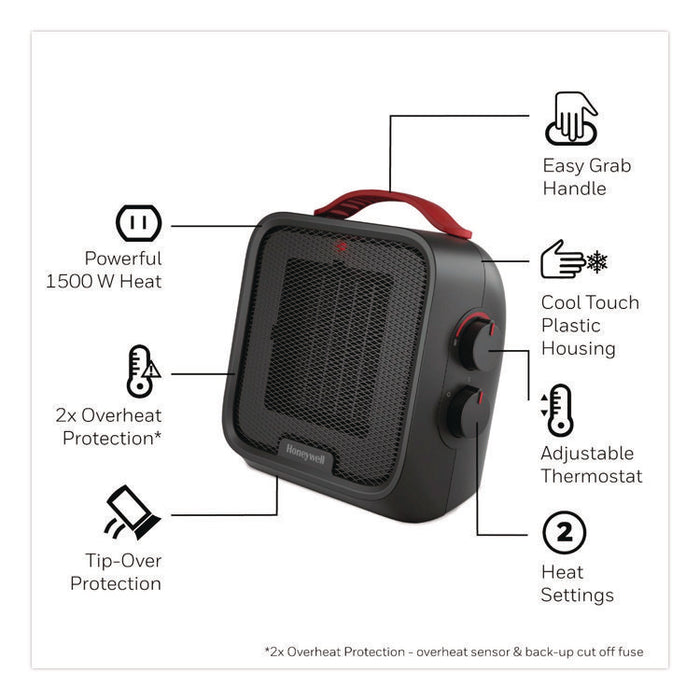 UberHeat 5 Ceramic Heater, 1,500 W, 4.5 x 4.5 x 8.86, Black