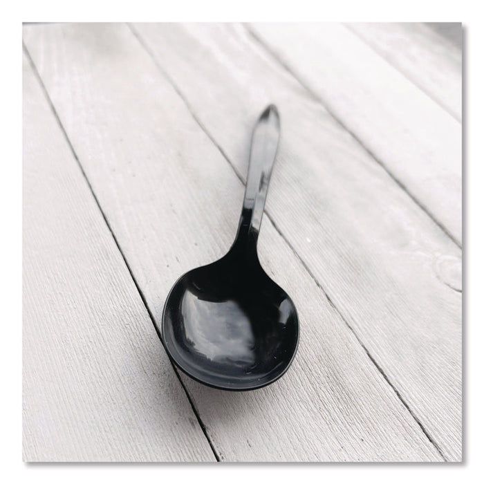 Heavyweight Polypropylene Cutlery, Soup Spoon, Plastic, Black, 1,000/Carton