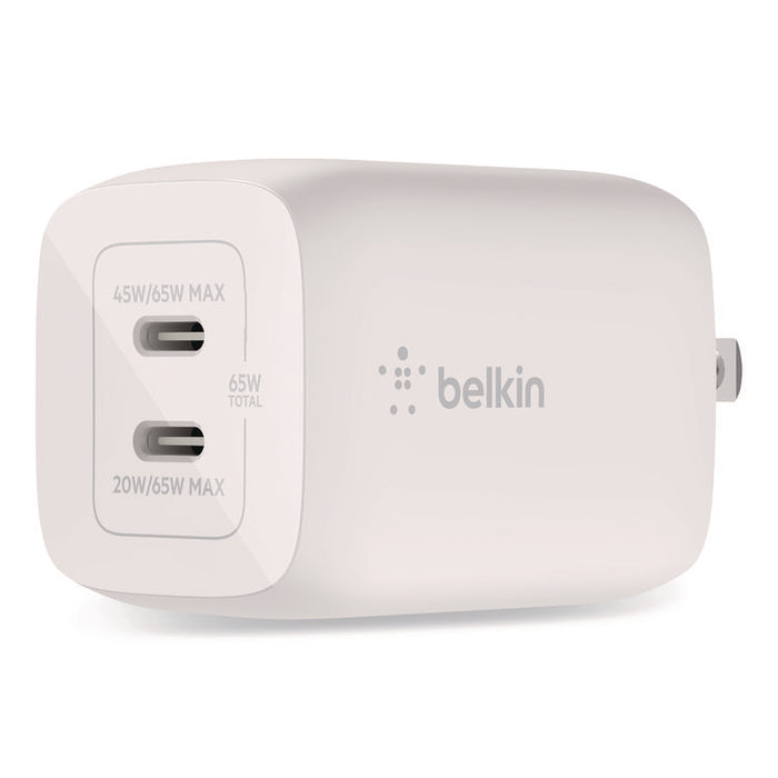 BOOST CHARGE Pro Dual USB-C GaN Wall Charger with PPS, White