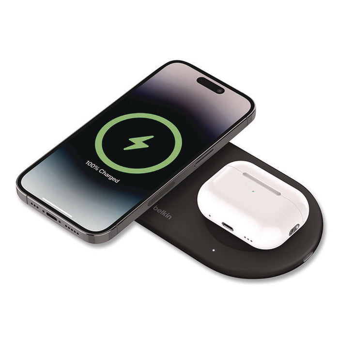 BOOST CHARGE Pro 2-in-1 Magnetic Wireless Charging Pad with Qi2, USB-C, 15 W, Black