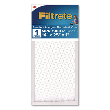 Premium Allergen, Bacteria and Virus Air Filter, MERV 13, MPR 1900, 14 x 25, 4/Carton