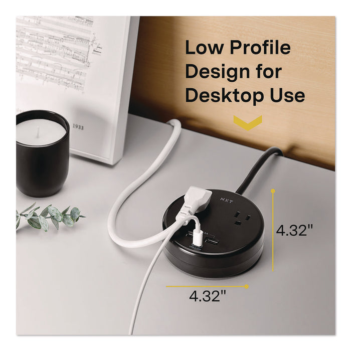 2-Outlet Plus USB Surge Protector, 2 AC Outlets/3 USB Ports, 5 ft Cord, 500 J, Black