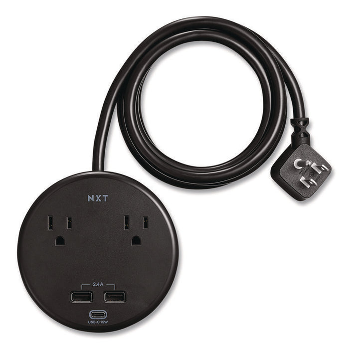 2-Outlet Plus USB Surge Protector, 2 AC Outlets/3 USB Ports, 5 ft Cord, 500 J, Black