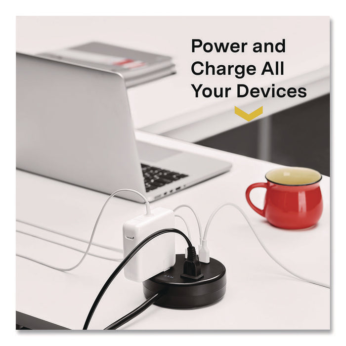 2-Outlet Plus USB Surge Protector, 2 AC Outlets/3 USB Ports, 5 ft Cord, 500 J, Black