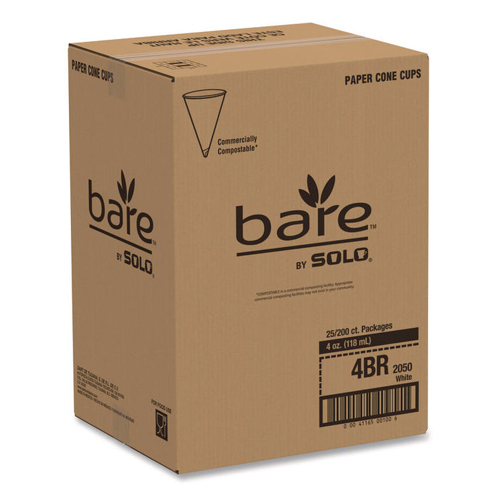 Cone Water Cups, ProPlanet Seal, 4 oz, Paper, White, 200/Bag, 25 Bags/Carton