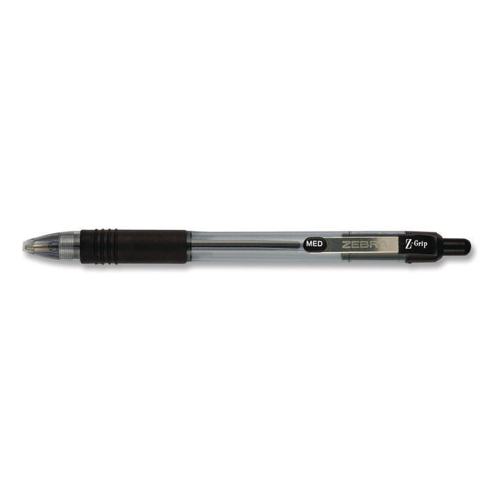 Z-Grip Ballpoint Pen, Retractable, Medium, 1 mm, Black Ink, Clear/Black Barrel, 96/Pack