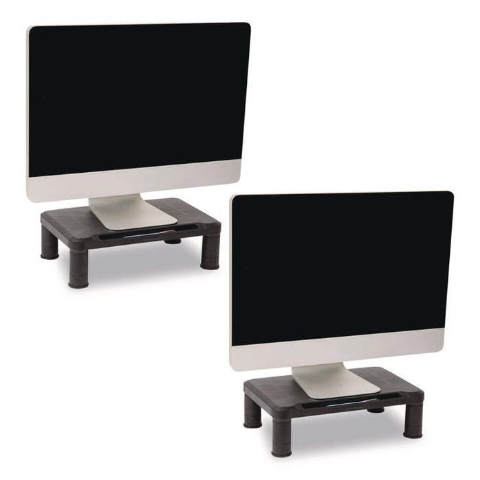 Adjustable Rectangular Monitor Stand, 14.5" x 10.5" x 2.5" to 5.25", Black, Supports 50 lb, 2/Pack