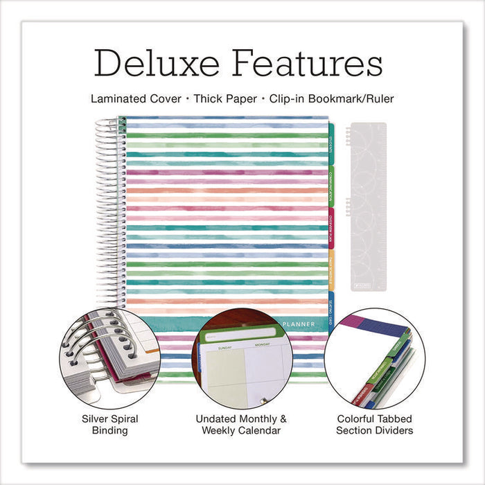 Deluxe Teacher's Academic Weekly/Monthly Planner, 7 Classes, Rainbow Artwork, Multicolor Cover, 11 x 8.5 Sheets, 52-Week Span
