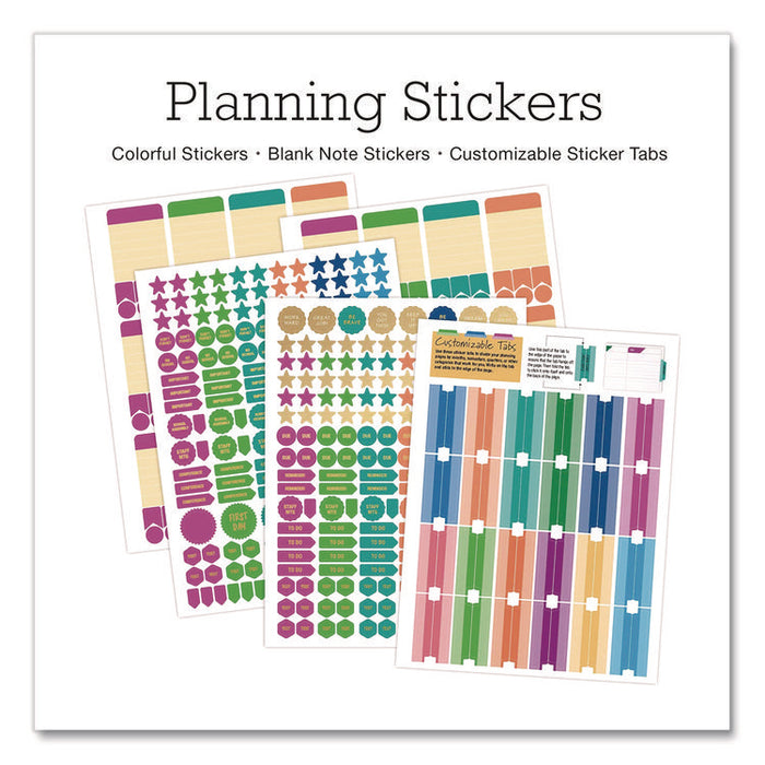 Deluxe Teacher's Academic Weekly/Monthly Planner, 7 Classes, Rainbow Artwork, Multicolor Cover, 11 x 8.5 Sheets, 52-Week Span