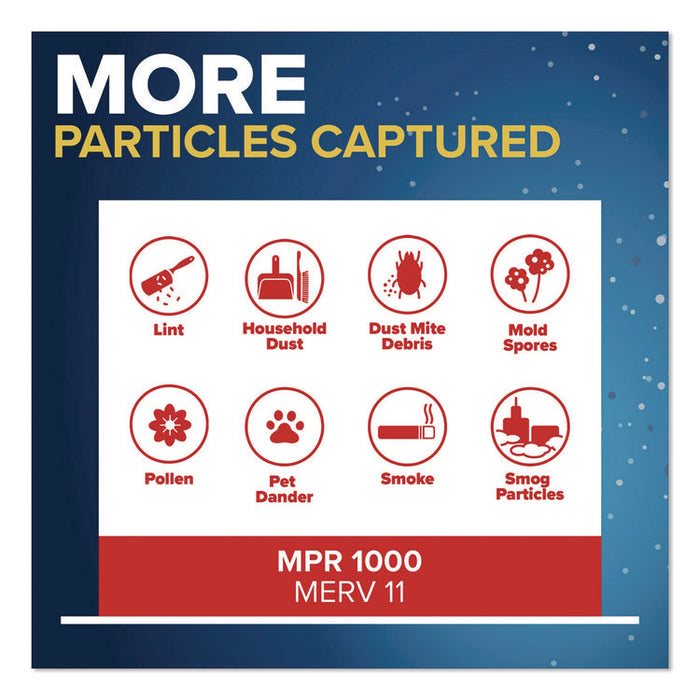 Allergen Defense Air Filter, MERV 11, MPR 1000, 16 x 25, 4/Carton