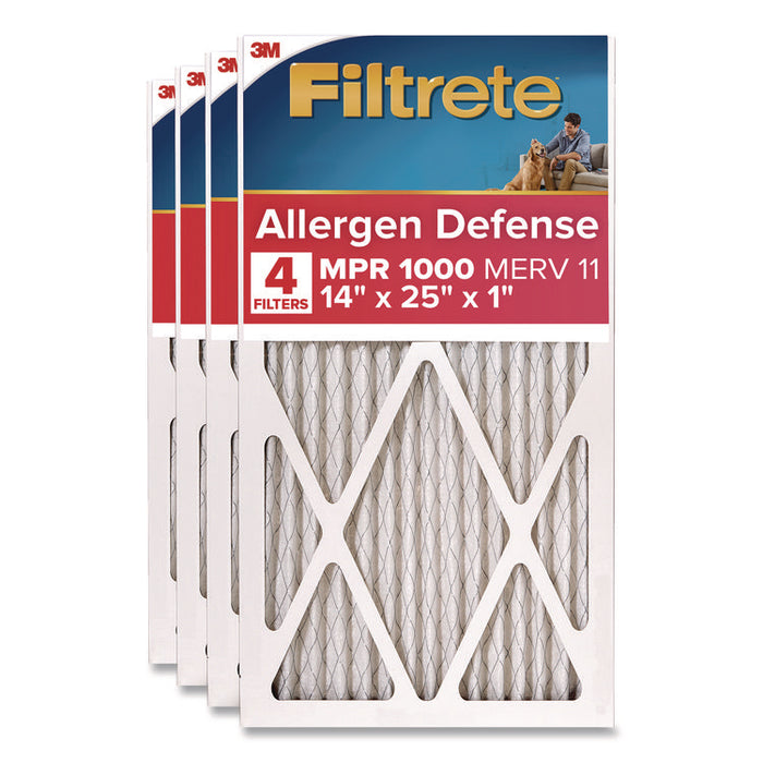 Allergen Defense Air Filter, MERV 11, MPR 1000, 14 x 25, 4/Carton