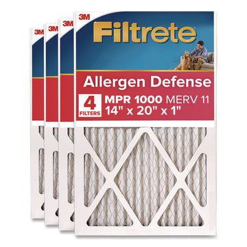 Allergen Defense Air Filter, MERV 11, MPR 1000, 14 x 20, 4/Carton