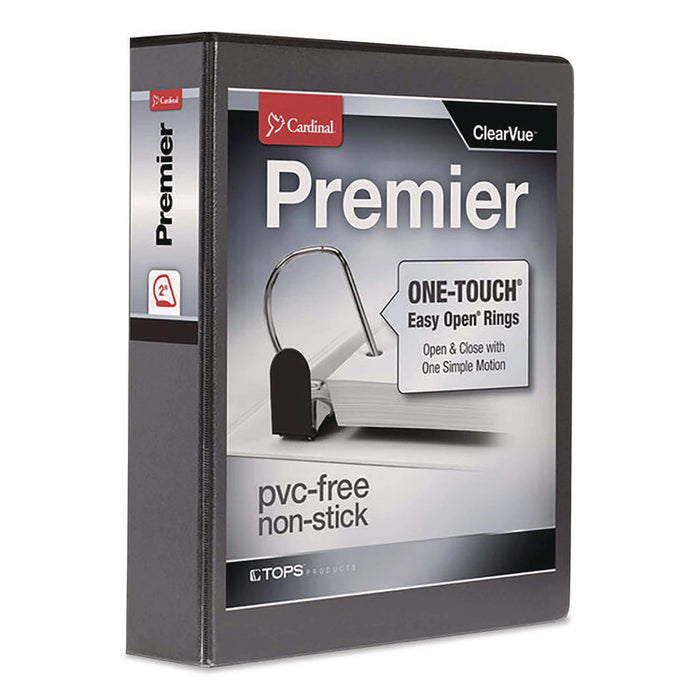 Premier Easy Open ClearVue Locking Slant-D Ring Binder, 3 Rings, 2" Capacity, 11 x 8.5, Black
