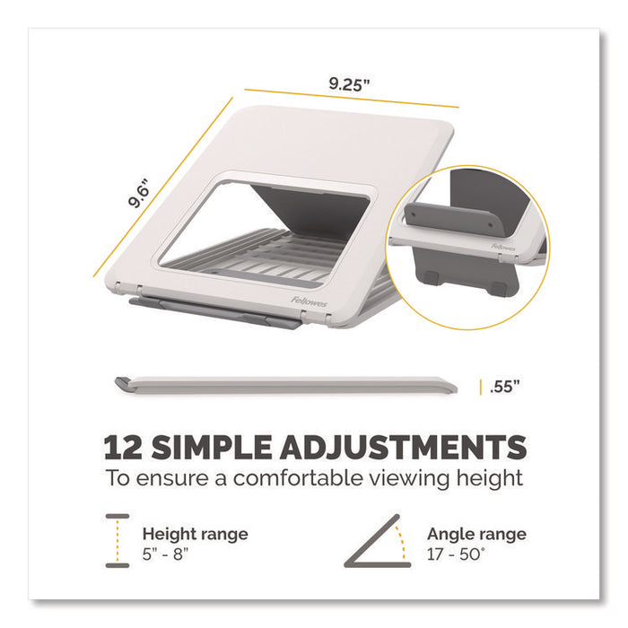 Breyta Laptop Stand, 9.25" x 10.55" x 0.55" - 8", White, Supports Up to 8.8 lbs