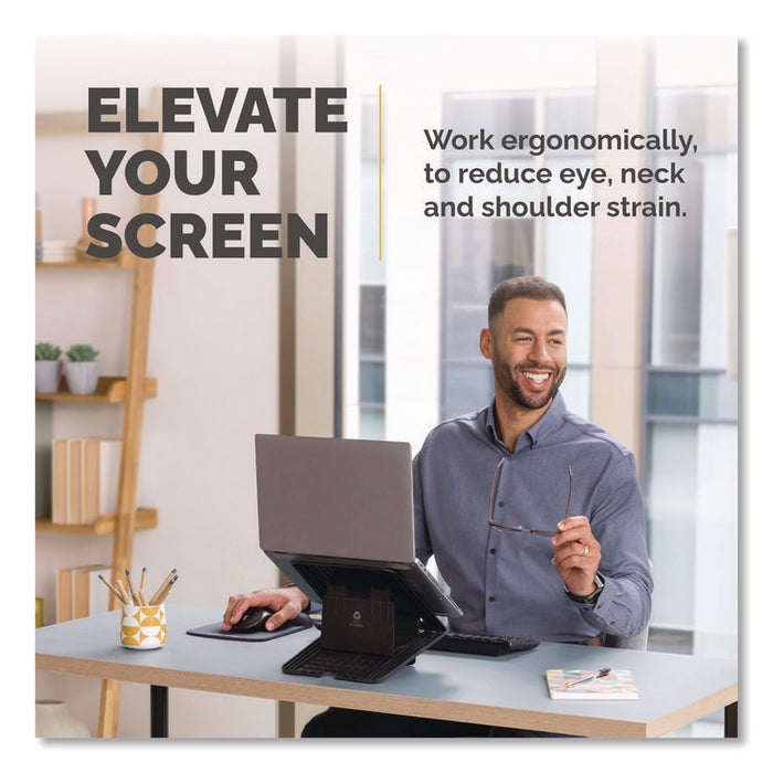 Breyta Laptop Stand, 9.25" x 10.55" x 0.55" to 8", Black, Supports Up to 8.8 lbs.